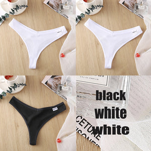 3PCS/Set Women&#39;s Panties G-string Thong Cotton Underwear Sexy Panties Female Underpants 6 Solid Color Pantys Intimates Lingerie