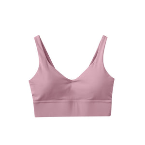 Lulu Butter Soft Fitness Bra Sexy Women Sports Top Female Tight Yoga Vest Solid Color U-shaped Back No Steel Ring With Chest Pad