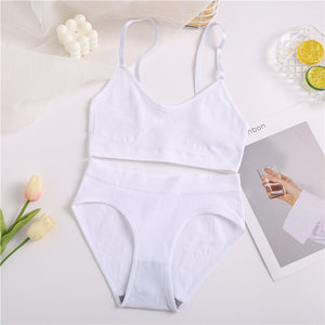 Women Seamless Tops Panties Set Soft Wireless Bra Set Comfortable Bralette Brazilian Underwear Suit Girls Fitness Tops