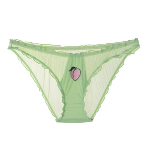 Women Sexy Lace Lingerie Temptation Low-waist Panties Fruit Ins Embroidery Transparent Briefs Seamless Sweet Underwear
