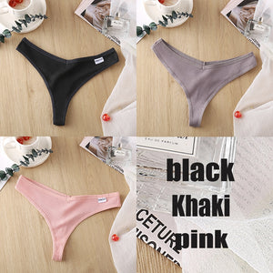 3PCS/Set Women&#39;s Panties G-string Thong Cotton Underwear Sexy Panties Female Underpants 6 Solid Color Pantys Intimates Lingerie