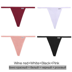 3Pcs/4Pcs Cotton Thongs Women Sexy G-string Panties M-XL Girl Underpants Low-rise T-back Underwear Female Lingerie Panty