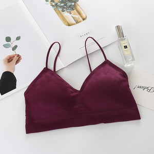 High Elastic Bra Women Gathering Bralette Push Up Bra Summer Anti-light Korean Style Wild Bra Tube Top Sexy No Rims Lingerie