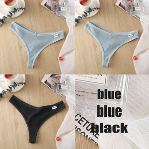 3PCS/Set Women&#39;s Panties G-string Thong Cotton Underwear Sexy Panties Female Underpants 6 Solid Color Pantys Intimates Lingerie