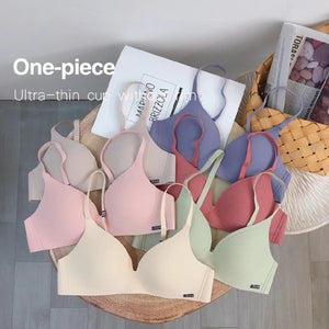 Women Cooling Gathers Wireless Bralette Bra Female Seamless Thin Bras Ladies Intimates Sexy Underwear Lingerie Push Up Brassiere