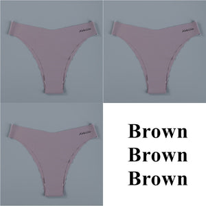 3PCS/Set Women Seamless Lingerie Female Thongs Sexy Underwear Woman Invisible Low-Rise Underpant Women&#39;s Panties Bikini Briefs