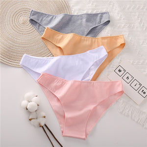 4PCS/Set Women&#39;s cotton briefs Sexy Low Waist Female Underpants Elasticity Comfortable Underwear Women&#39;s panties Lingerie M-XXL