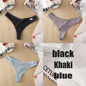 3PCS/Set Women&#39;s Panties G-string Thong Cotton Underwear Sexy Panties Female Underpants 6 Solid Color Pantys Intimates Lingerie