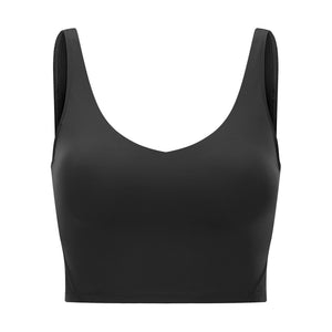 Hot Selling Wholesale Pop Women Sports Bra Tight Gym Crop Top Yoga Vest Shockproof With Chest Pad High Strength Fitness Clothing