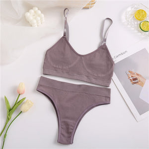 Women Seamless Tops Panties Set Soft Wireless Bra Set Comfortable Bralette Brazilian Underwear Suit Girls Fitness Tops