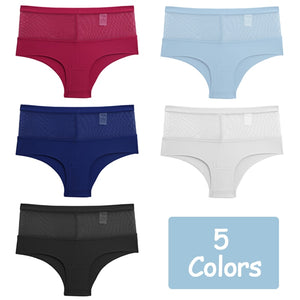 Women Mid Waist Panties Female Seamless Briefs Sexy Mesh Hollow Out Panty See-Through Underwear Girls Breathe Intimates Lingerie