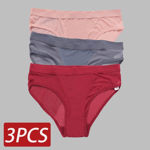 3PCS Seamless Hollow Out Women&#39;s Panties Women Briefs Transparent Low Waist Underwear Breathable Female Underpants Pantys M-2XL