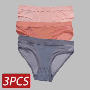 3PCS Seamless Hollow Out Women&#39;s Panties Women Briefs Transparent Low Waist Underwear Breathable Female Underpants Pantys M-2XL