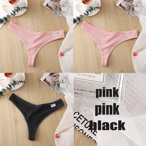 3PCS/Set Women&#39;s Panties G-string Thong Cotton Underwear Sexy Panties Female Underpants 6 Solid Color Pantys Intimates Lingerie