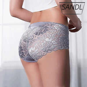 SANDL Women&#39;s Cotton Underwear Panties Sexy Lace Mid-Waist Hollow Female Briefs Hip Lift Underpants For Lady Plus Size Lingerie