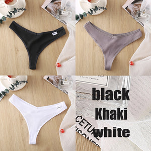 3PCS/Set Women&#39;s Panties G-string Thong Cotton Underwear Sexy Panties Female Underpants 6 Solid Color Pantys Intimates Lingerie