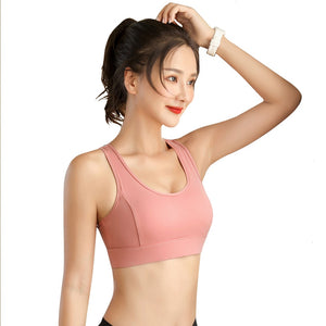 Sport Fitness Bra Woman Push Up Wirefree Adjustable Buckle Mesh Splice Breathable Nylon Gym Yoga Running Underwear Sports Bra