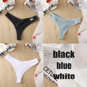 3PCS/Set Women&#39;s Panties G-string Thong Cotton Underwear Sexy Panties Female Underpants 6 Solid Color Pantys Intimates Lingerie