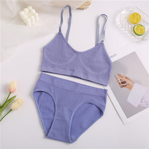 Women Seamless Tops Panties Set Soft Wireless Bra Set Comfortable Bralette Brazilian Underwear Suit Girls Fitness Tops