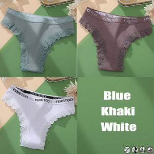 Lace Women&#39;s Panties Cotton Brazilian Panties Woman Sexy Ladies G-String Thongs Girls Plus Size M-2XL Panty 3PCS/Set