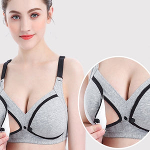 Women Maternity Feeding Nursing Bra Pregnancy Open Front Buckle Breastfeeding Bralette Wireless Lightly Padded Underwear