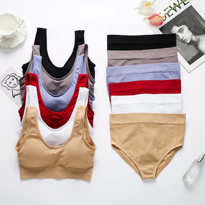 Seamless Wireless Bra Set Women Panties Underwear Set Basic Crop Tops Push Up Sports Lingerie Briefs Intimate New