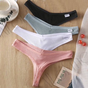 3PCS/Set Women&#39;s Panties G-string Thong Cotton Underwear Sexy Panties Female Underpants 6 Solid Color Pantys Intimates Lingerie