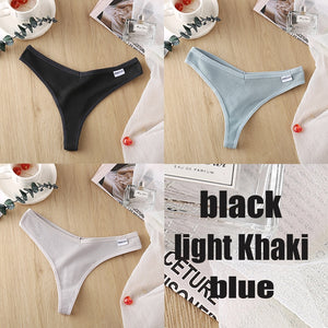 3PCS/Set Women&#39;s Panties G-string Thong Cotton Underwear Sexy Panties Female Underpants 6 Solid Color Pantys Intimates Lingerie