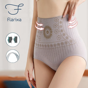 Flarixa Seamless High Waist Postpartum Panties Women&#39;s Abdomen Hip Lift Briefs Body Shaping Pants Plus Size Breathable Underwear