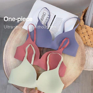 Women Cooling Gathers Wireless Bralette Bra Female Seamless Thin Bras Ladies Intimates Sexy Underwear Lingerie Push Up Brassiere