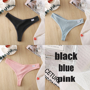 3PCS/Set Women&#39;s Panties G-string Thong Cotton Underwear Sexy Panties Female Underpants 6 Solid Color Pantys Intimates Lingerie