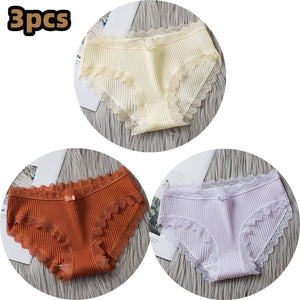 3PCS/lot Cotton Panties Women Comfortable Underwears Sexy Middle-Waisted Underpants Female Lingerie Big Size Ladies Briefs