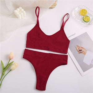 Women Seamless Tops Panties Set Soft Wireless Bra Set Comfortable Bralette Brazilian Underwear Suit Girls Fitness Tops