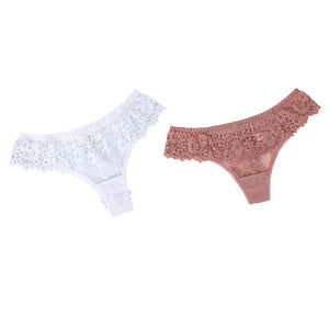 2Pcs/lot Women Sexy Lace Lingerie Temptation Low-waist Panties Embroidery Thong Transparent Hollow out Underwear Free shipping