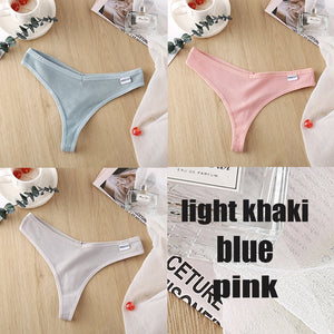 3PCS/Set Women&#39;s Panties G-string Thong Cotton Underwear Sexy Panties Female Underpants 6 Solid Color Pantys Intimates Lingerie