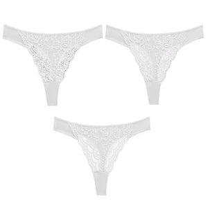 3PC Sexy Lace G String Women&#39;s Thong Low-Waist Female Underpant Hollow Out Breathable Cotton Seamless G-String Underwear M-XL