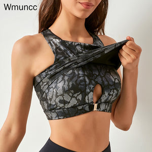 Wmuncc 2022 Summer Sports Bras Women Fitness Yoga Crop Top Athletic Workout Underwear Shockproof Gathered 2 in 1 Plus Size
