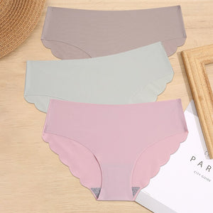 3PCS/Set M-XL Seamless Ice Silk Women Panties Sexy Pantys 7 Solid Colors Breathable Pantys Underwear For Girls Lingerie