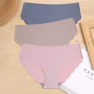 3PCS/Set M-XL Seamless Ice Silk Women Panties Sexy Pantys 7 Solid Colors Breathable Pantys Underwear For Girls Lingerie