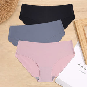 3PCS/Set M-XL Seamless Ice Silk Women Panties Sexy Pantys 7 Solid Colors Breathable Pantys Underwear For Girls Lingerie