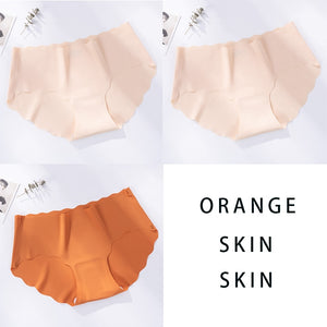 3Pcs/Set Seamless Underwear Silk Women&#39;s Solid Color Panties Lady Ruffle Underpants Girls Briefs Invisible Panty Sexy Lingerie