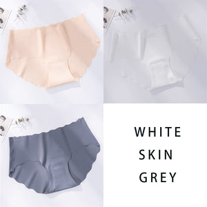 3Pcs/Set Seamless Underwear Silk Women&#39;s Solid Color Panties Lady Ruffle Underpants Girls Briefs Invisible Panty Sexy Lingerie