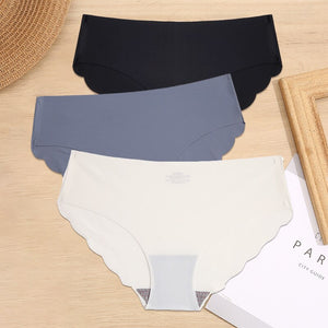 3PCS/Set M-XL Seamless Ice Silk Women Panties Sexy Pantys 7 Solid Colors Breathable Pantys Underwear For Girls Lingerie