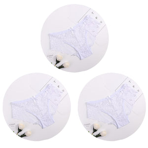 3pcs/Pack! Sexy Women Lace Panties Underwear Lace  Briefs S M L XL Transparent  Floral Bow Soft Lingerie