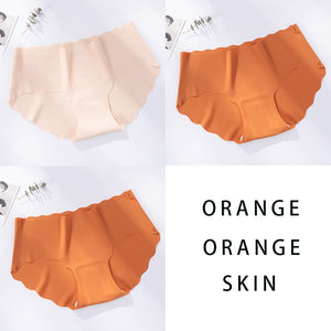 3Pcs/Set Seamless Underwear Silk Women&#39;s Solid Color Panties Lady Ruffle Underpants Girls Briefs Invisible Panty Sexy Lingerie