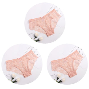 3pcs/Pack! Sexy Women Lace Panties Underwear Lace  Briefs S M L XL Transparent  Floral Bow Soft Lingerie