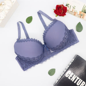 Plusgalpret Plus Size Women Big Cup Bra 38D 40D 42D 44D 46D 48D Lact Trim Embroidered Bras Three Hook and Eyes Femme Lingerie