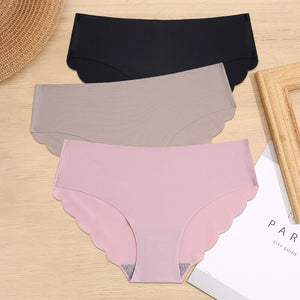 3PCS/Set M-XL Seamless Ice Silk Women Panties Sexy Pantys 7 Solid Colors Breathable Pantys Underwear For Girls Lingerie