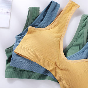 ATHVOTAR V-Neck Sport Bra Set Seamless Women Underwear Set Padded Bra Sleeveless Top Sexy Female Panties