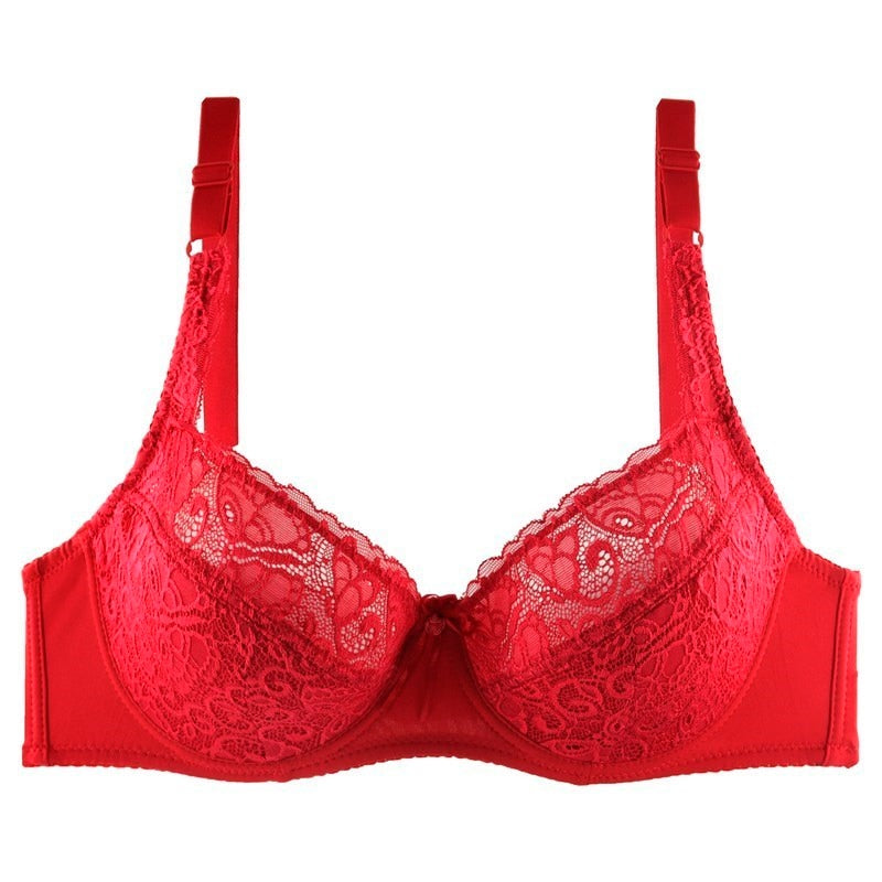 Fvwitlyh Sports Bras For Women Full Support Lace Lingerie For Womens  Underwire Bra Lace Floral Bra Unlined Unlined Plus Size Full Coverage Bra  Red,36 